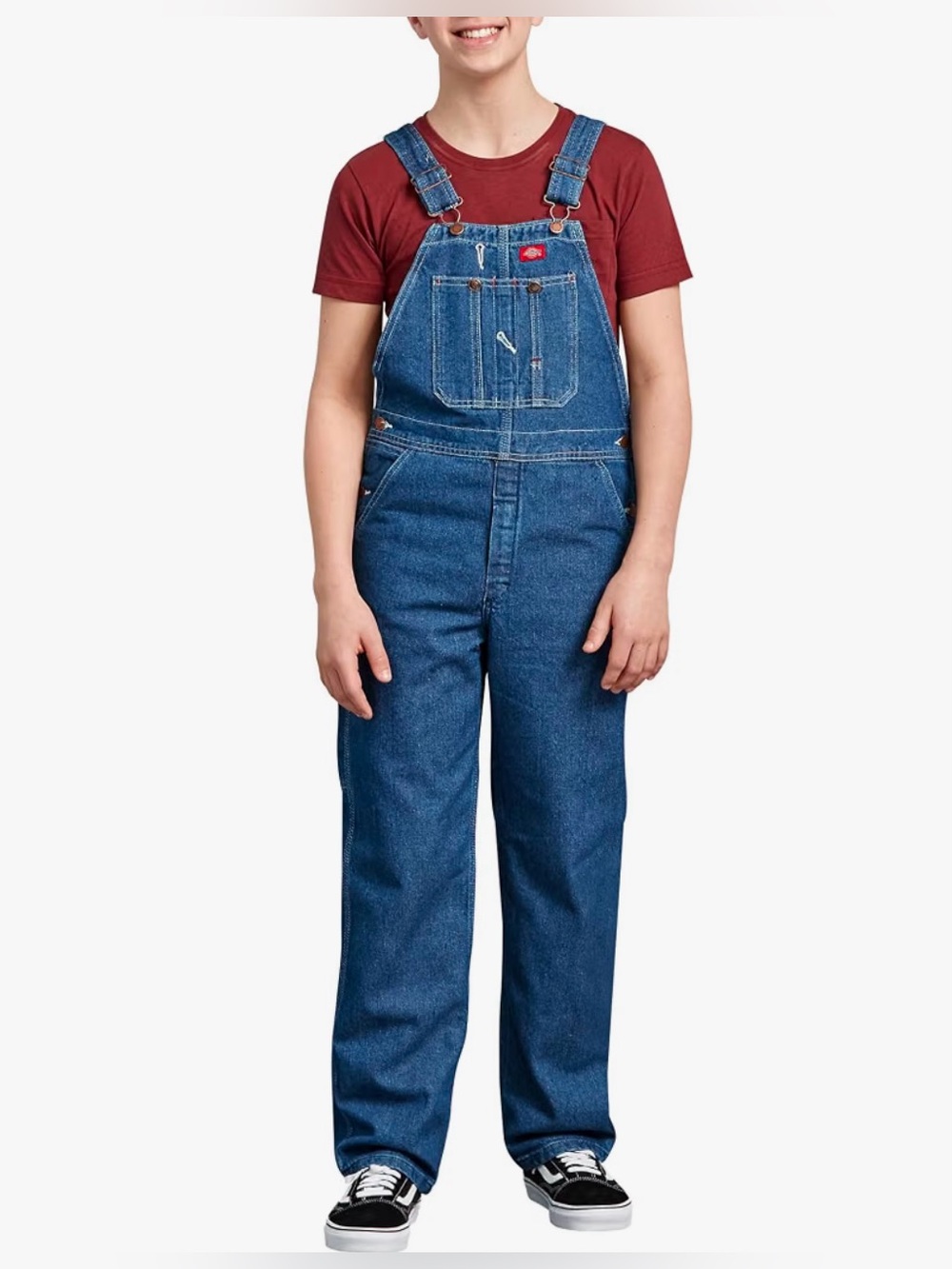 Dickies Kids' Denim Bib Overalls, STONEWASHED INDIGO BLUE